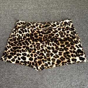 Y2K New York & Company Shorts Women 8 Black Leopard Print Stretch Pockets Summer